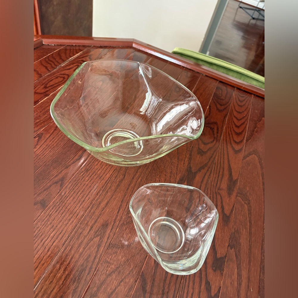 Mid Century Wavy Glass Chip and Dip